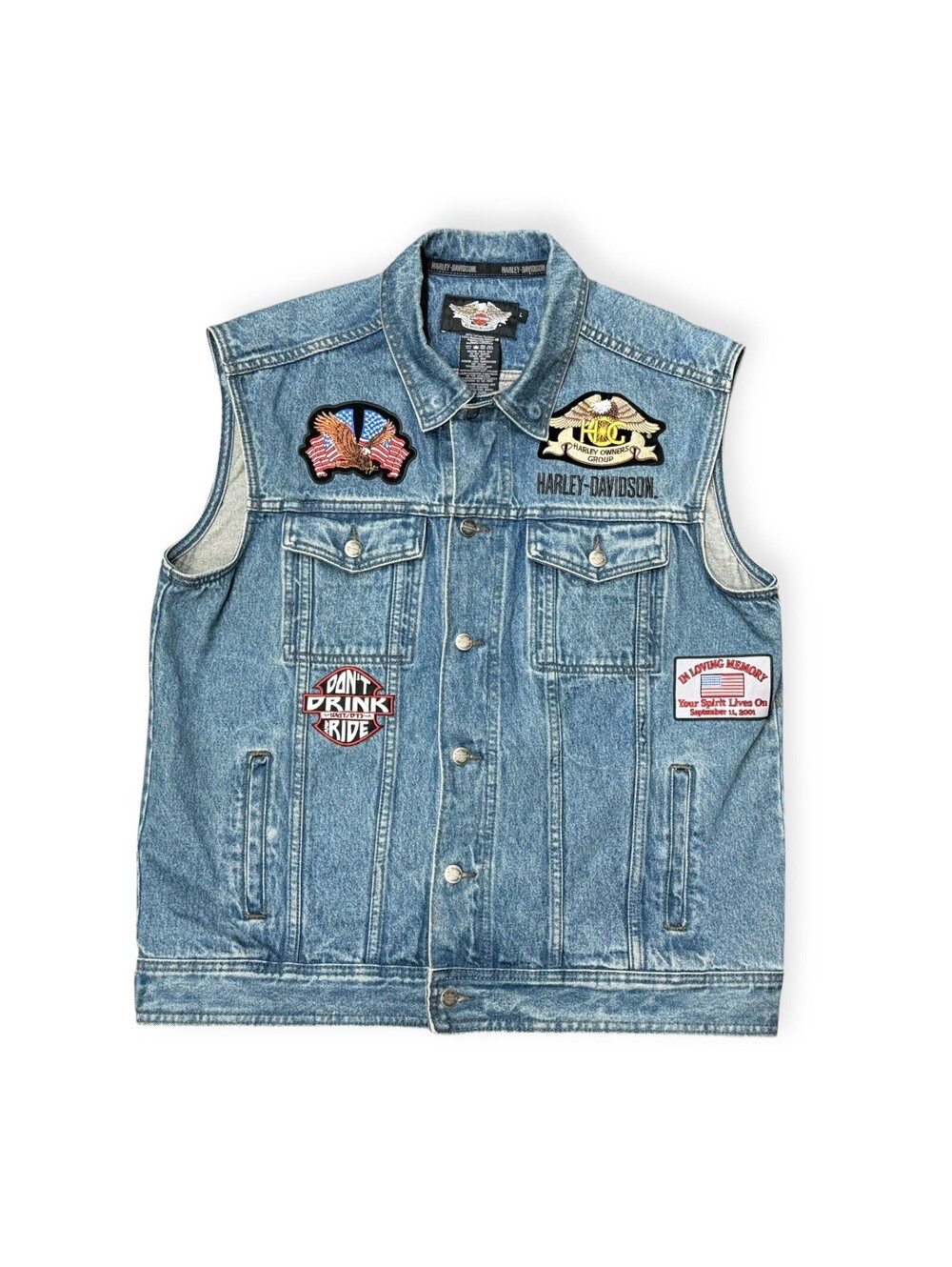 RARE Vintage HARLEY DAVIDSON Denim Eagle Vest Size Large Men’s